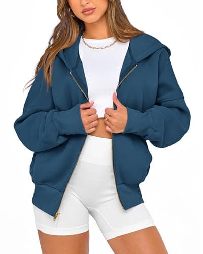 BTFBM Hoodies For Women Spring Clothing 2026 Long Sleeve Zip Up Fleece Fashion Sweatshirts Jacket Y2K Hoodie Fall Fashion(Dark Blue, Small) - Thumbnail 5