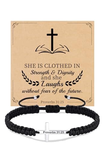 Sistble Bible Verse Bracelets Silver Cross Bracelet Christian Gifts for Women Faith Baptism Bracelet for Women Inspirational Jesus Communion Gift Jewelry for Teenage - Image 1