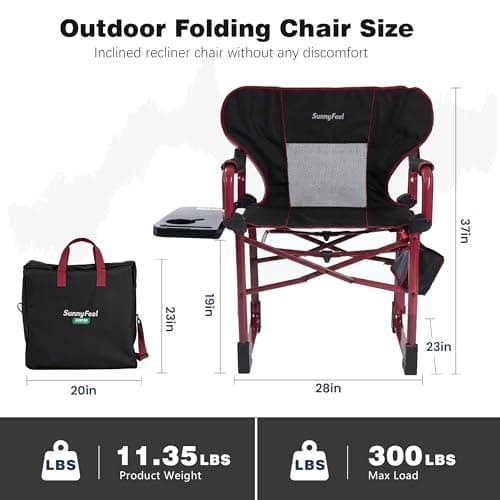 SUNNYFEEL Camping Directors Chair Set of 2 Aluminum Oversized Portable Folding Chair with Side Pocket and Adjustable Side Table for Beach, Fishing, Trip, Picnic, Lawn, Outdoor Foldable Camp Chairs - Thumbnail 3