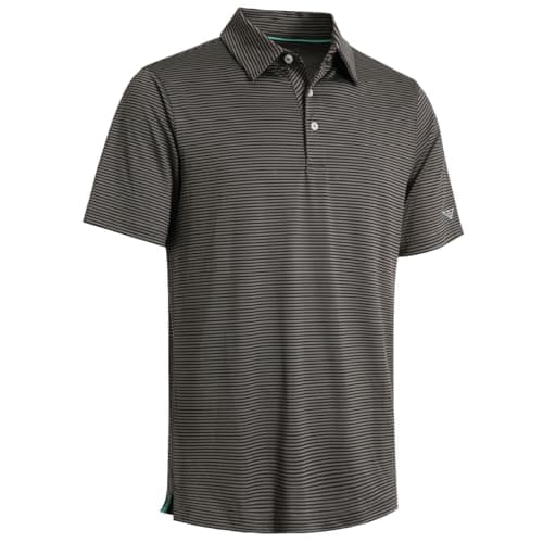 Mens Golf Shirts Moisture Wicking Dry Fit Short Sleeve Performance Sport Stripe Golf Polo Shirts for Men - Image 1