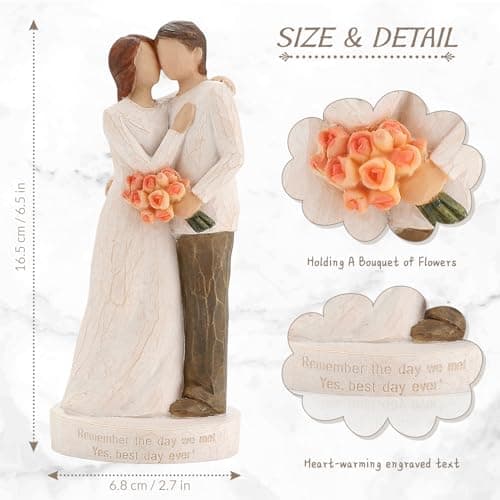 Kohehe Couple Gifts,Wedding Gift for Husband and Wife,Wedding Engagement Gift for Couple,6.7" Couple Figurines Gift for Birthday Valentines Day Christmas - Thumbnail 5