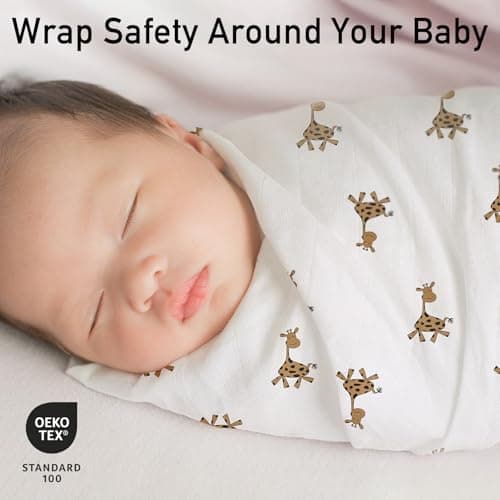 GLLQUEN BABY Receiving Blanket Boy Cotton Muslin Swaddle Blankets Girl Newborn Squares Breathable & Soft Thin Baby Blankets Cloths Double Absorbent Infant Swaddling Wrap - 6 Pack (Giraffe) - Thumbnail 2
