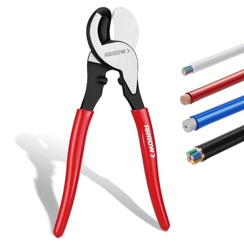 ARROW 9.5” Cable Cutter High Leverage, Wire Cutters Heavy Duty with Thick Dip-Grip Handle, CR-V Steel, Cutter Tool for 4/0 Aluminum, 2/0 Soft Wire, and 100PR 24AWG Communications Cable