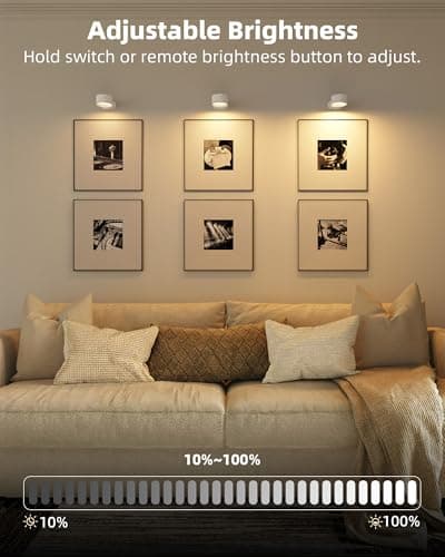 AMETHEUS Picture Lights for Wall, 2000mAh Rechargeable Magnetic Art Lights with 3 Color Temps & RGB, Remote Dimmable Battery Operated Wall Light for Bedroom, Living Room, Gallery (White, 3 Pack) - Thumbnail 6