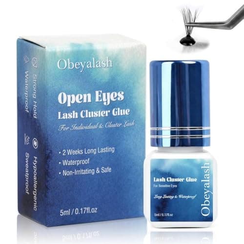 Sensitive Cluster Lash Glue Waterproof – Obeyalash Open Eyes DIY Lash Cluster Glue Strong Hold Eyelash Adhesive for Individual Eyelashes, 2 Week Long Lasting Waterproof for Beginner Friendly(1) - Image 1
