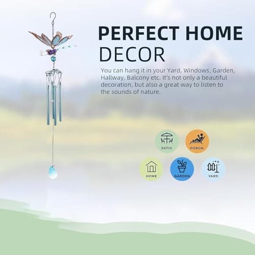 Dragonfly Wind Chimes, Garden Glass Glowing Wind Chimes for Home, Party, Festival Decor, Garden Decoration Indoor/Outdoor,Lifelike Dragonfly Deep Tone Style - Thumbnail 3