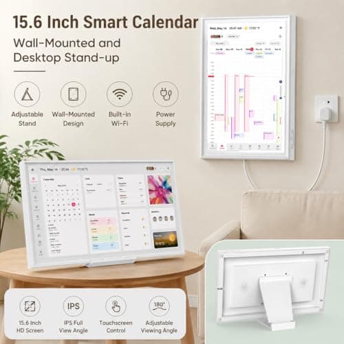 15.6 Inch Digital Calendar Wall Touch Screen, Smart Family Calendar & Chore Chart for Kids, 1080P Full HD Electronic Planner, Digital Picture Frame, Wall & Desk Mountable - Thumbnail 6