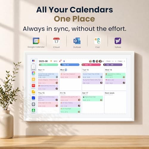 21.5-Inch Smart Digital Calendar & Photo Frame for Family, Large Wall Planner with Auto-Sync to Apple, Google & Outlook, Touchscreen Display with Chore Chart, To-Do Lists & Meal Planner, No Subscription, White Frame - Thumbnail 2