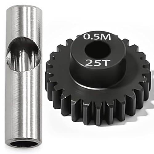 0.5M Pinion Gear 25T Hardened Steel 3.175mm Bore with 2.3mm Adapter, Precision Motor Gear for ARRMA 1/14 Typhon 1/16 Mojave 1/18 Granite, Losi 1/12, 0.5Mod Gear 13T-27T for HOBBYWING Motors - Image 1