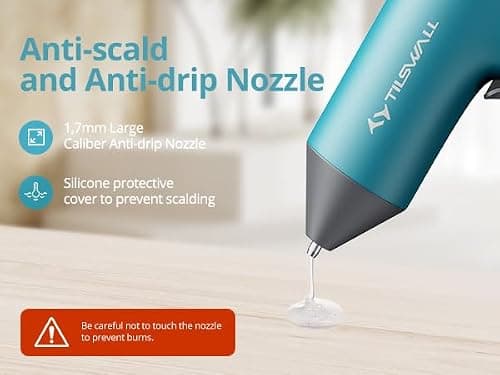 Tilswall Cordless Hot Glue Gun, Rapid 30s Preheat, Mini glue gun and sticks set with 2000mAh Type-C Rechargeable, Smart Power Off, 20 Premium Glue Sticks, Ideal for DIY Crafts, Gift Making Blue - Thumbnail 5