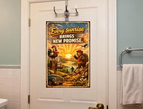 Every Sunrise Brings New Promise Tin Sign Vintage Morning Landscape Bear Rooster Coffee Camper Nature Art Rustic Metal Wall Decor Inspirational Plaque Cabin Farmhouse Home Gift 8x12 Inch - Thumbnail 3