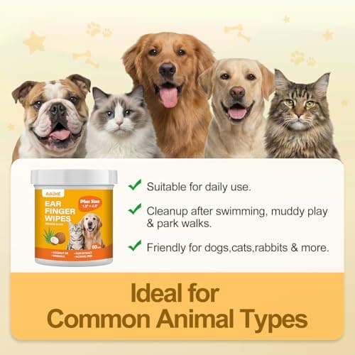 AAIHE Plus Size Dog Ear Wipes,Gently Remove Ear Wax & Dirt,Relieve Ear Itching. Fresh Coconut Scent, All Natural Ingredients Dog Ear Cleaning Wipes - 60 Count - Thumbnail 6