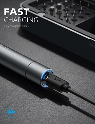 iFu Mini Electric Screwdriver Kit, 90-in-1 Precision Repair Set with 64 Magnetic Bits & LED Light, Cordless Power Screwdriver for Phone, Laptop, Computer, Camera, Watch, Electronics - Gift for Men - Thumbnail 5