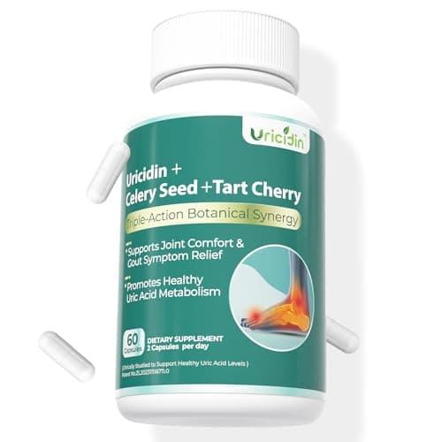 PureBotan Natural Purge Uric Acid Flush, Support Uric Acid Cleanse and Balance, Joints and Mobility, Tart Cherry, Celery Seed and Eucommia Leaf Extract, Feet and Joint Support Supplement, 60 Capsules