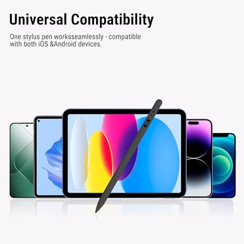 Stylus Pen for iPad & Tablets, Dual OS Active Pencil with LED Power Display, Fast Charging, Tilt Sensitivity, Compatible with iPad iPhone Android Samsung Surface Fire Tablet Chromebook - Thumbnail 2