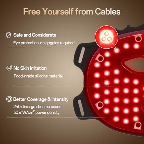 SUERBEATY Red Light Mask, 7 Colors Red Light Mask for Face, Cordless, Soft Flexible, Portable & Lightweight for Home & Travel, Rechargeable Facial Masks for Women & Men (Black) - Thumbnail 4