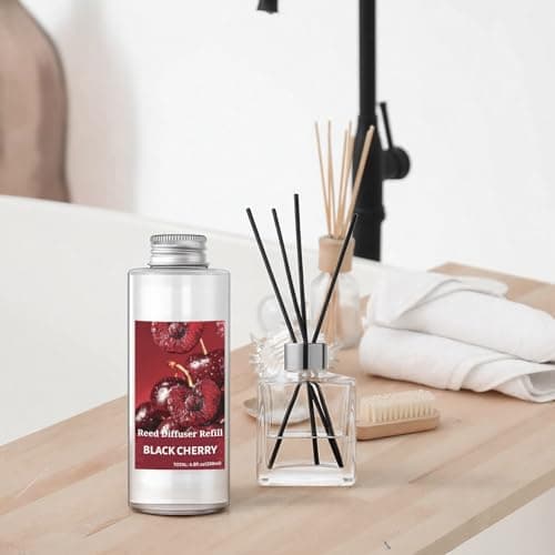 STRN Reed Diffuser Oil Refill, Black Cherry Scented Diffuser Oil Refills with 6 Reed Sticks 200ML(6.8fl.oz), Room Fresheners for Home, Long-Lasting Fragrance for Living Room, Bedroom, Office - Thumbnail 4