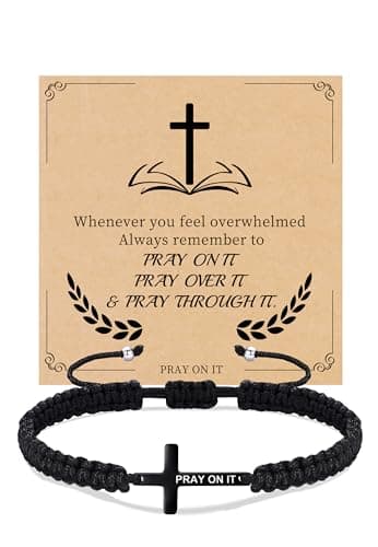 Sistble Mothers Day Basket Stuffers, Christian Gifts for Teen Baptism Gifts Cross Bracelet for Men Easter Catholic Gift Religious Faith Christian Bracelets Handmade Braided Jewelry for Son - Image 1
