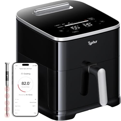 Typhur Sync 8QT AI Smart Air Fryer with Built-in Wireless Meat Thermometer, 9-in-1 XL Non Toxic Ceramic Airfryer, 450°F Max, Cooks 6lb Whole Chicken, Quiet & Dishwasher Safe, 120V - Image 1