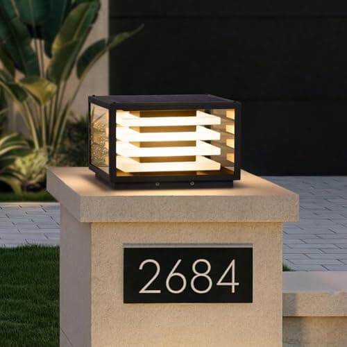 MVBT 11.8'' Solar Post Lights Outdoor, Glass Solar Pillar Lights Outdoor
