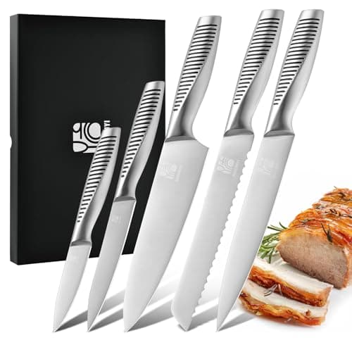 HAOCHUYI 5-Piece Professional Chef Knife Set - Ultra-Sharp Kitchen Knives with Ergonomic steel handle, Ideal for Home, Outdoor, Camping, BBQ, and Gifts for Men - Image 1