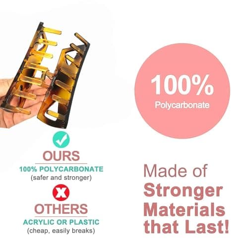 Hair Claw Clips for Women, Medium Large Square Rectangle Claw Clips for Thin Thick Curly Long Hair, Strong Hold Jaw Clips, Stylish Banana Hair Clips for Girls Hair Accessories Ideal Gifts - 2pcs Set - Thumbnail 3