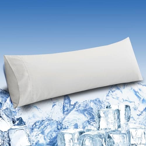 LOVSTOY Cooling Pillow Cases Body Size, Breathable Cool Pillowcases for Hair Skin and Hot Sleepers, Soft Silky Summer Pillow Cover with Envelope Closure, White, 20"x54" - Image 1