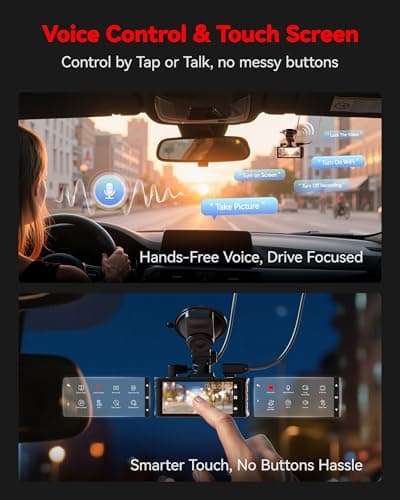 REDTIGER 4K STARVIS 2 Dash Cam Front and Rear, 5GHz WiFi 20MB/s Download, 128GB Card Included, Voice Control, Dash Camera for Cars with 3.18" Touch Screen, GPS, Loop Recording, Parking Mode(F7N Touch) - Thumbnail 4
