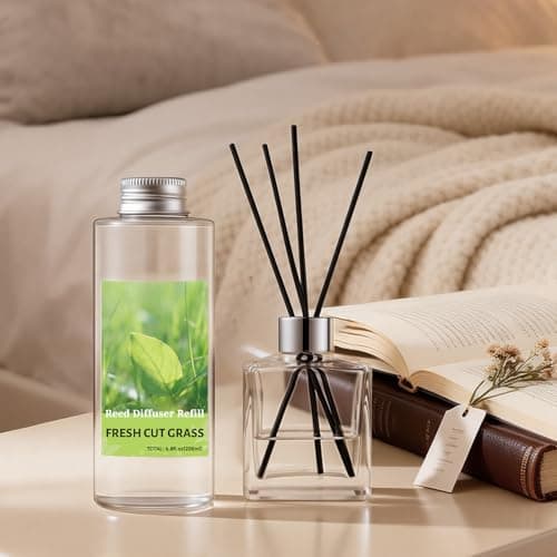 STRN Reed Diffuser Oil Refill, Fresh Cut Grass Scented Diffuser Oil Refills with 6 Reed Sticks 200ML(6.8fl.oz), Room Fresheners for Home, Long-Lasting Fragrance for Living Room, Bedroom, Office - Thumbnail 6