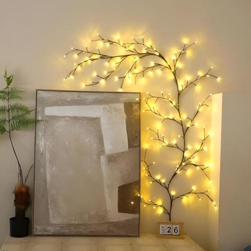 Enchanted Willow Vine Fairy Lights - 7.5Ft Christmas Decorations Twinkling Tree Branch with Remote Control, 144 LEDs Twinkle String Lights for Wall Bedroom Living Room Home Decor (1 Pack) - Thumbnail 2