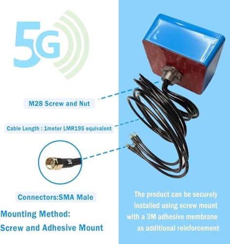Maswell 4X4 MIMO 5G External Antenna, Omni 700-6000MHz | 4G+ LTE-A 5G NR 5G | WiFi 6 Bluetooth | Screw Adhesive Mount, SMA Male 3dBi Low Gain Outdoor for IoT M2M, NOT for Boosting - Thumbnail 6