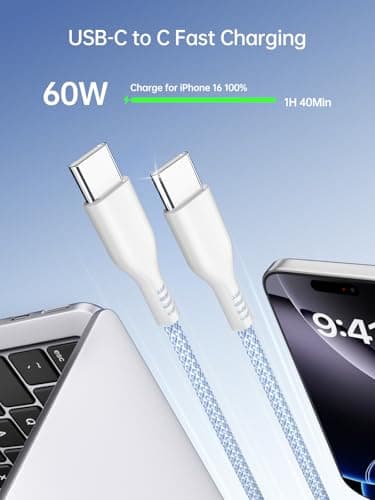 2 in 1 USB A/C Fast Charging Cable for Apple Watch Charger,4ft 60W Max Type C to C Fast Charging Nylon Braided Cord for iPhone 17 16 iPad,Travel Essentials for iWatch Series Ultra 42/44/46mm - Thumbnail 4