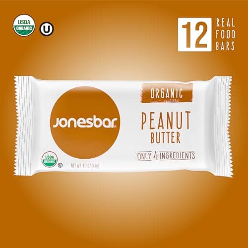 JONESBAR Organic Plant Based Protein Bars | Peanut Butter | Fruit & Nut Bar, Kosher, Gluten Free, Breakfast Bars, School Snacks, Vegan Snack & Healthy Snacks for Adults and Kids (12 Bars) - Thumbnail 4