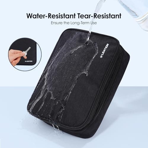 LENTION Cable Electronics Organizer Bag Pouch, Travel Cord Organizer Carry Case Waterproof Double Layers All-in-One Storage Bag Carrying for Cable, AirPods, Charger, Power Bank, Earphone Black - Thumbnail 4
