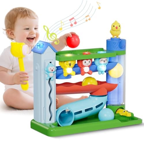 Ussybaby Hammer Toddler Musical Toys, Light-Up Baby Musical Toy for 1-2 Year Old Boys & Girls,STEM Educational Toy with English & Spanish, for Ages 6-9,9-12,12-18,18-24+ Months - Image 1