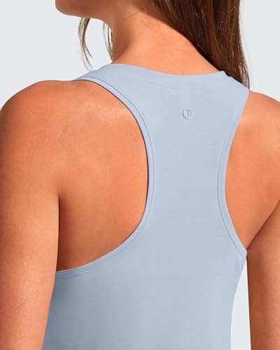 G4Free Running Tank Tops for Women Stretchy High Neck Razor Back Workout Tanks Butter Soft Comfy for Yoga Pilates Top (Light Denim,XL) - Thumbnail 2