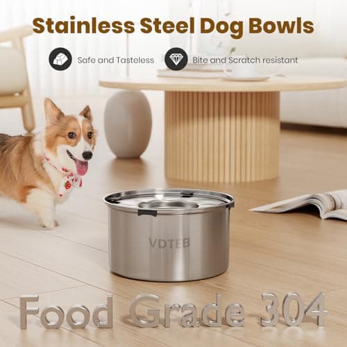 VDTEB Dog Water Bowl 1.5Gal Stainless Steel No Spill Water Bowl for Dogs, 5.6L Large Capacity Spill Proof Slow Drinking Dog Water Feeder with Anti-Slip for Medium Large Messy Drinkers - Thumbnail 4