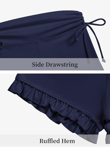 AMAWMW Girls Athletic High Waisted Ruffle Shorts Yoga Dance Cheer Shorts Girls Gymnastics Workout Shorts Dark Blue 11-12Y - Thumbnail 6