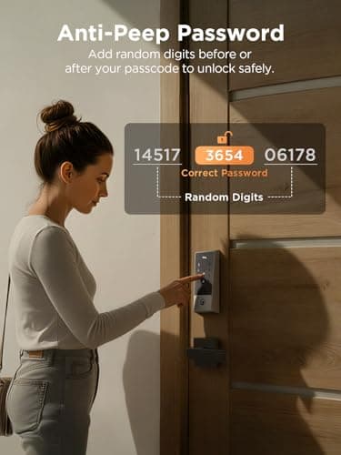 TCL Wi-Fi Smart Lock D2, Keyless Entry WiFi Door Lock with Key Fob, Built-in Doorbell, Touchscreen Keypad, App Remote Control, Easy Installation, No Bridge Required, IP54 Waterproof (Dark Grey) - Thumbnail 4