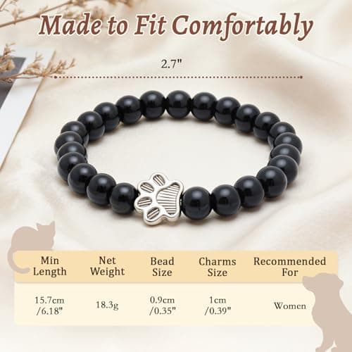 COSOWO Dog Memorial Bracelet – Adjustable Pet Keepsake with Paw & Heart Charm, Sympathy & Remembrance Gift for Dog Loss, Cat & Pet Bereavement, Glossy - Thumbnail 5