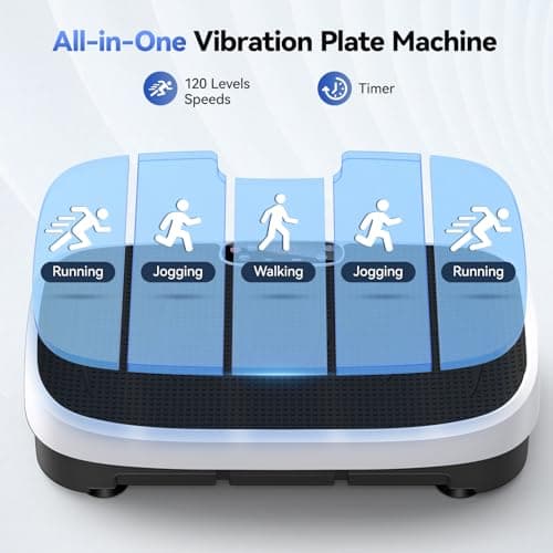HTM Curved Vibration Plate Exercise Machine, Whole Body Shake Plate with 150W Motor & Resistance Band, 330lbs Weight Capacity, 120 Speeds, Low Noise Vibration Board for Weight Loss, Home Fitness - Thumbnail 2