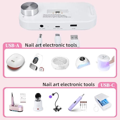 BZJ 34-Inch Nail Light for Desk Foldable Half Moon Nail Art Table Lamp with Stepless Dimming Brightness and Color Temperature for Manicurists Beauty Eyelash Extensions Tattoo Crafts - Thumbnail 4