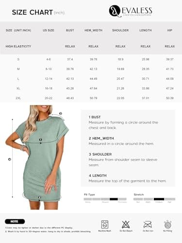 EVALESS Womens Summer Dresses 2026 Fashion Short Sleeve Cute Spring Mini Dress Crewneck Solid Casual Beach Vacation Tshirt Dresses - Thumbnail 6