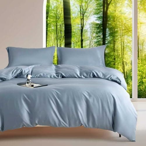 DCSKY King Size Duvet Cover Set 3-Piece - 100% Lyocell Tencel Bedding Set, Silky Smooth & Hypoallergenic, Temperature Regulating for Hot Sleepers (Denim Blue, 104x90 Inches) - Image 1