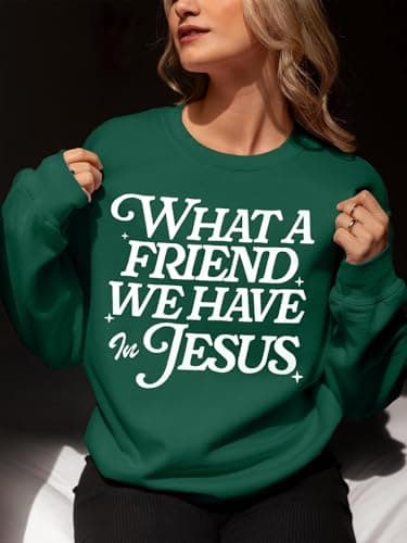QLIPIN Christian Sweatshirts Women Jesus Sweatshirt: Religious Faith Shirts Bible Verse Inspirational Long Sleeve Top Green - Thumbnail 3