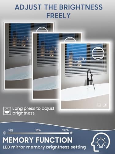 Led Mirror for Bathroom, 24x32 Inch Backlit Mirror with 10X Magnification and Shaver Charging Port, Anti-Fog, Memory Function, 3 Color Temperature, Dimmable Led Bathroom Mirror, Horizontal/Vertical - Thumbnail 4