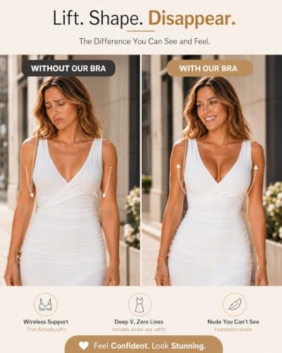 Jelly Wireless Bras for Women Sexy Comfortable Bra Bralettes V Neck No Underwire Bras Push Up Everyday Seamless Bra Prime - Thumbnail 3
