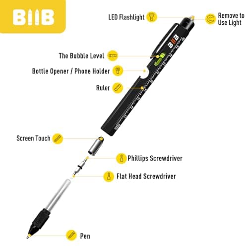 BIIB Fathers Day Gift for Men 9 in 1 Multitool Pen, Mens Gifts for Him Dad Husband, Dad Gifts from Daughter Son, Personalized Gifts Ideas, Birthday Gifts for Men, Tools Cool Gadgets - Thumbnail 6