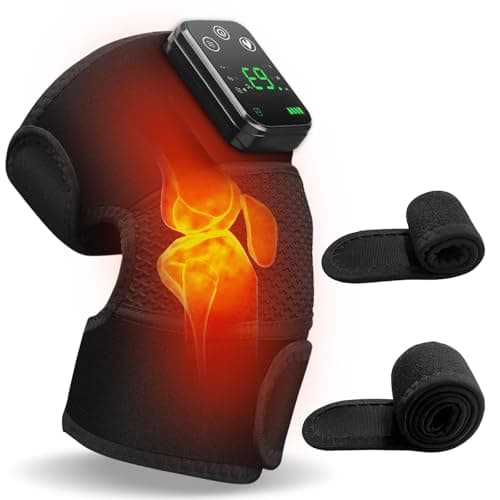 Cordless Knee Massager with Heat and Vibration for Pain Relief - Electric Heated Knee Brace Wrap with 3 Heat Levels & 3 Massage Modes, Portable Arthritis Joint Therapy for Men & Women (Black, Single) - Thumbnail 2