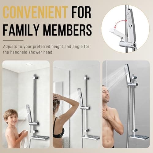 G-Promise Metal 27 Inch Shower Slide Bar with Stainless Steel Tray (Chrome) - Thumbnail 4